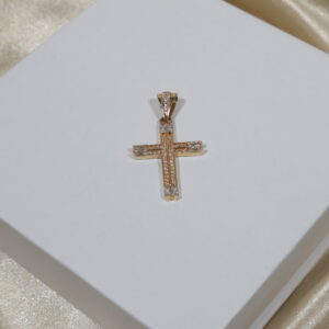 Dije cruz 2.75gr/3.5cm/circones bancos.