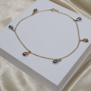 Tobillera espiga gotas 3.05gr/25cm/2mm/ tres oros.