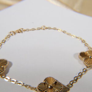 Pulso Aro Seguido Trebol 7.9gr / 17cm-19cm / 1.7mm Oro Amarillo Nac.Esp. 18K.