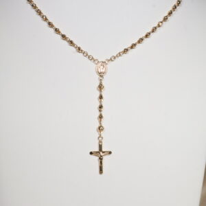 Rosario Virgen Milagrosa 10.85gr / 56.4cm / 4mm Balin Diamantado Oro Amarillo 18K.