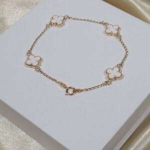 Pulso Espiga Trebol 3.6gr / 18.5cm / 1.4mm Oro Amarillo 18K.