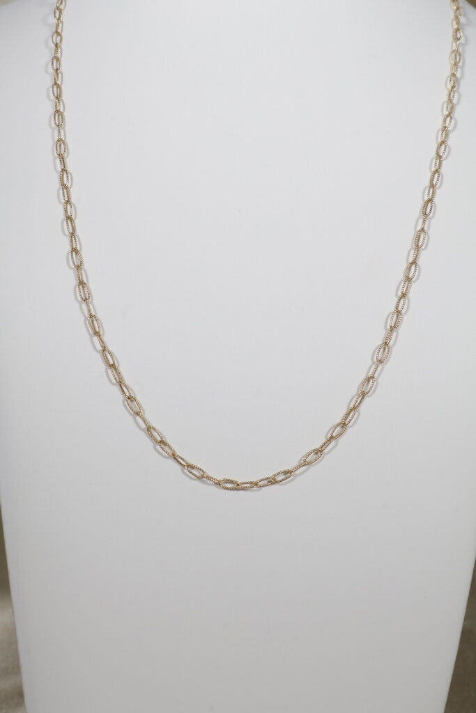 Cadena Cajon Rayado 4.8gr / 50cm / 2.5mm Oro Amarillo.