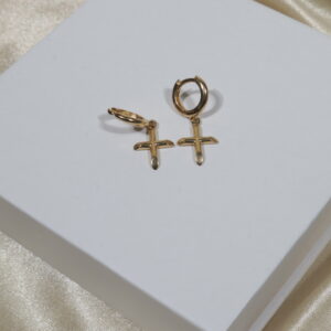 Candongas Cruz 3.6gr / 2.7cm-16cm / Lisas Oro Amarillo 18k.