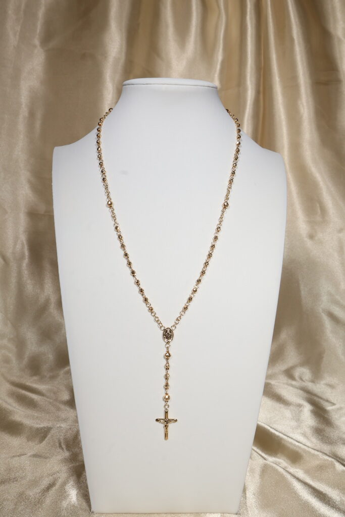Rosario Virgen Milagrosa 10.85gr / 56.4cm / 4mm Balin Diamantado Oro Amarillo 18K. - Image 2
